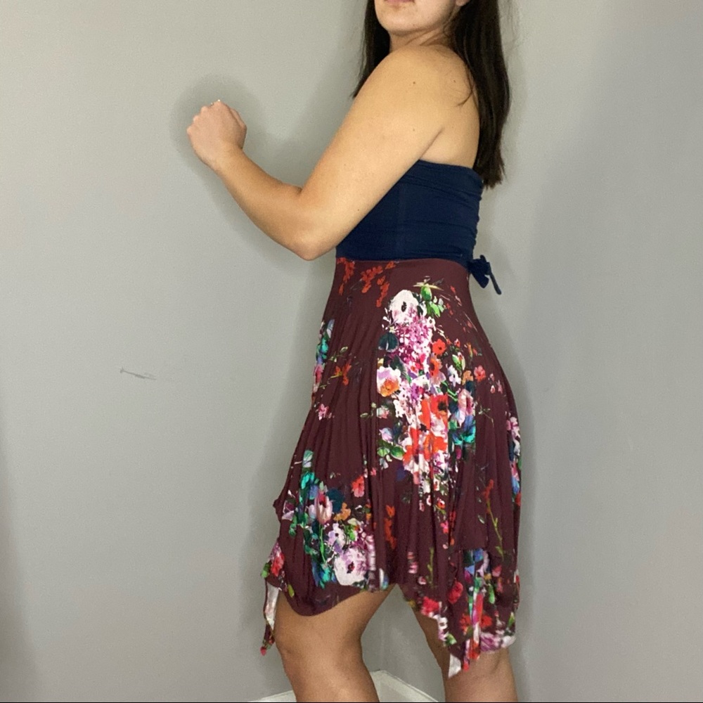 Anthropologie Neve and Hawk Floral Strapless Napkin Sharkbite Boho Dress Size 10 - Picture 4 of 14